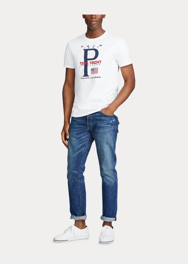 Playeras Polo Ralph Lauren Hombre Blancos - Custom Slim Graphic - NEFJK4502